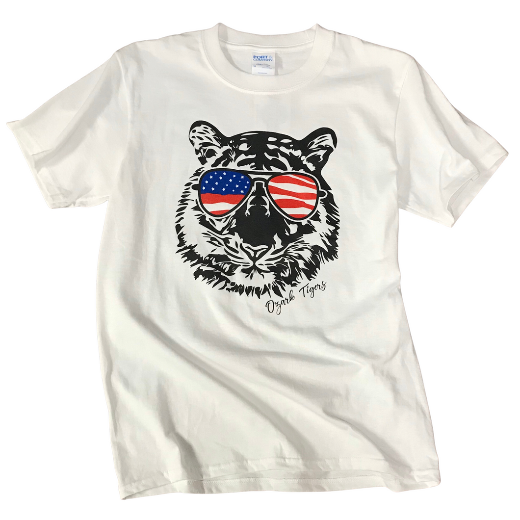 Ozark Patriotic Tiger White T-Shirt Youth/Adult
