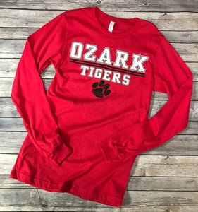 Ozark Tigers Soft Long Sleeve Red T-Shirt